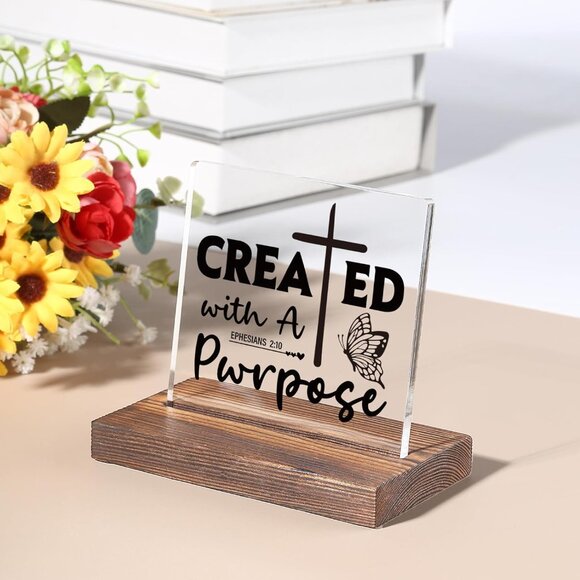 Christian Desk Sign Acrylic Inspirational Ephesians 2:10 Office Decor Gift - Picture 6 of 6